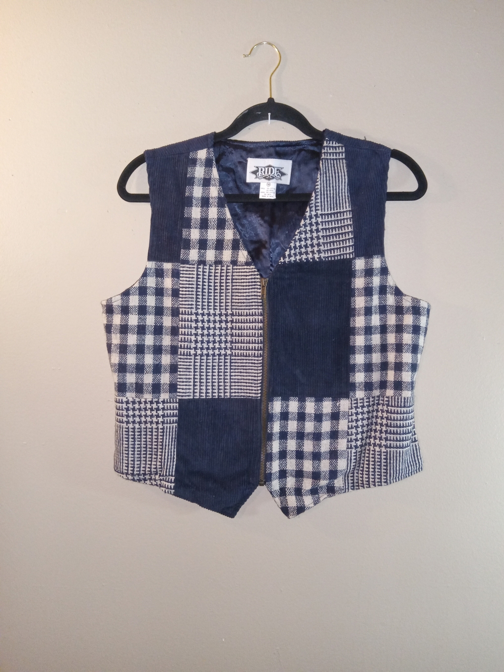 Patchwork Navy & Cream Corduroy Vest by RIde